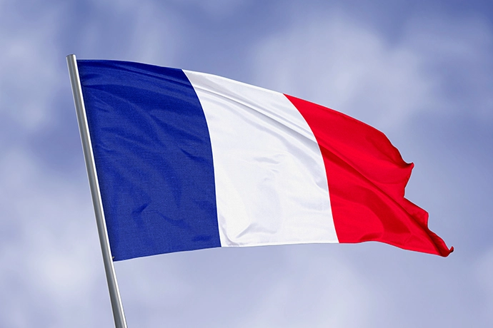 French flag on a long pole